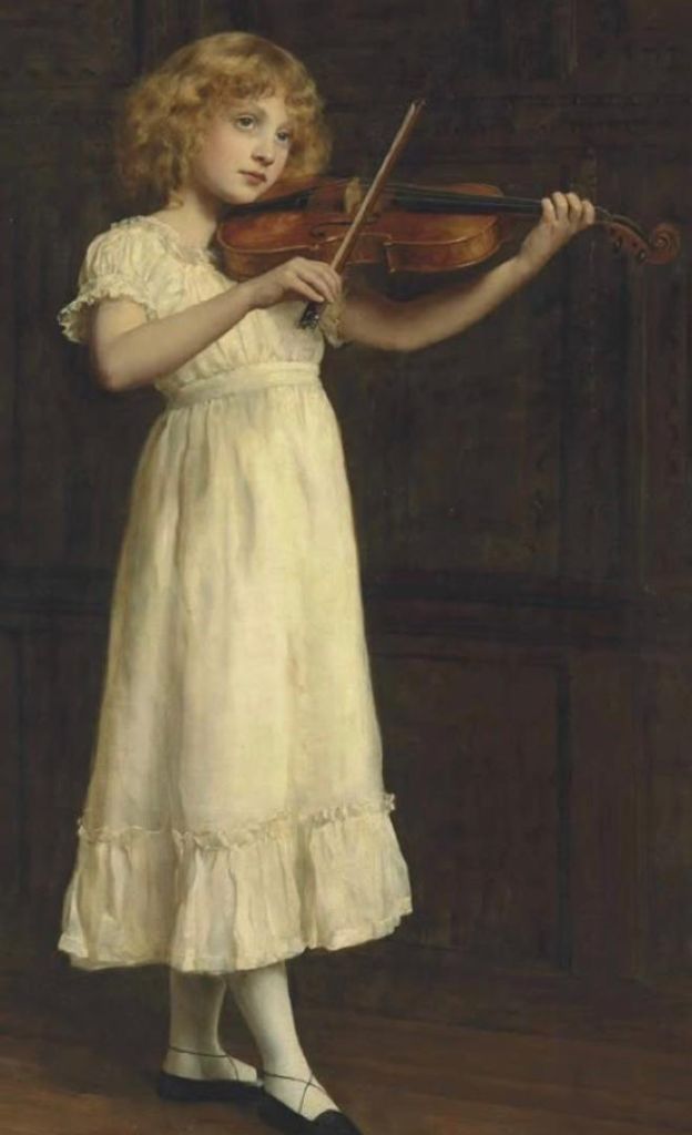 The Young Violinist — original oil on canvas painting by ArtbyLilyParker