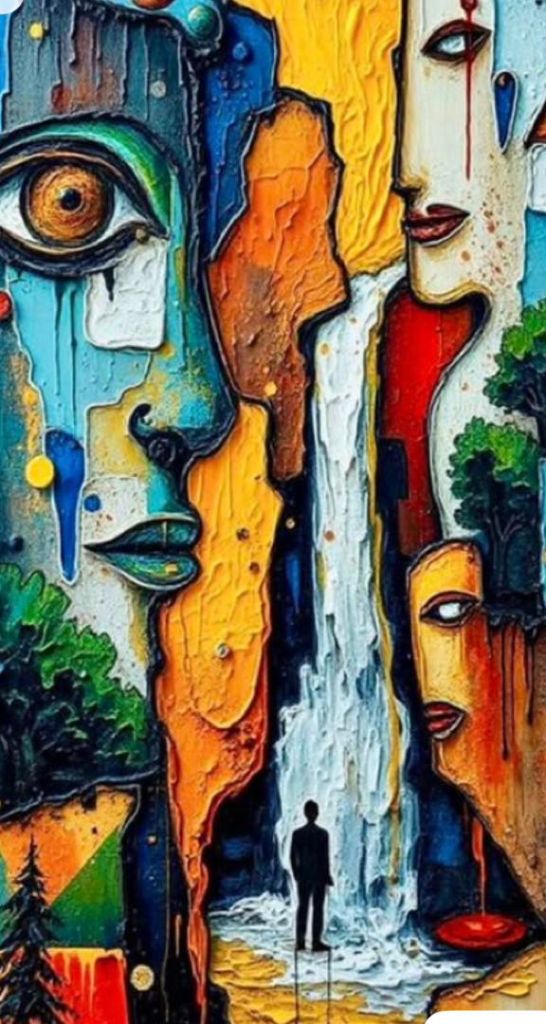 Fractured Horizon — original mixed media on canvas painting by ArtbyLilyParker